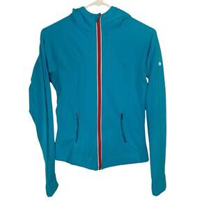 Lululemon Women's Light Blue Jacket Hooded Full Zip & Pockets Size 4‎ Yoga Run